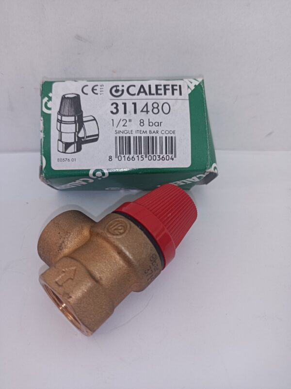 Valvola di sicurezza da 8 bar 1/2 femmina, marca Caleffi, nuova. - immagine 2