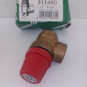 Valvola di sicurezza da 8 bar 1/2 femmina, marca Caleffi, nuova.